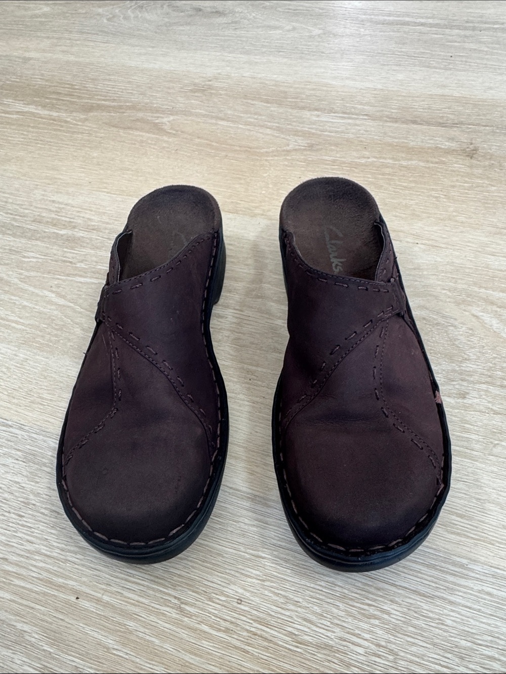 Clarks Women’s Dark Brown Slip-On Mule Loafers